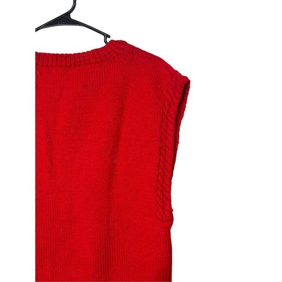 Vintage Santa Maria Trading 100% Wool Hand Knit Christmas Sweater Vest L - Picture 6 of 6